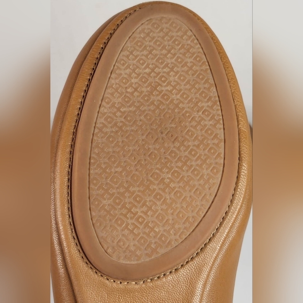 Tory Burch Minnie Royal Tan Leather Travel Ballet Flats‎ Size 8M - Picture 8 of 13